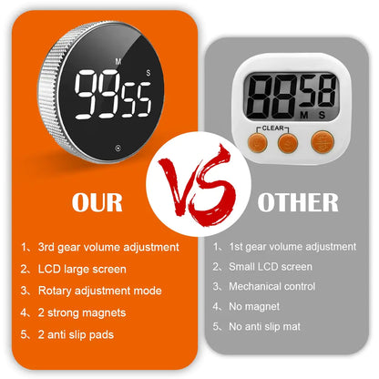 Temporizador digital magnético electrónico cocina cuenta atrás reloj LED mecánico recordatorio alarma