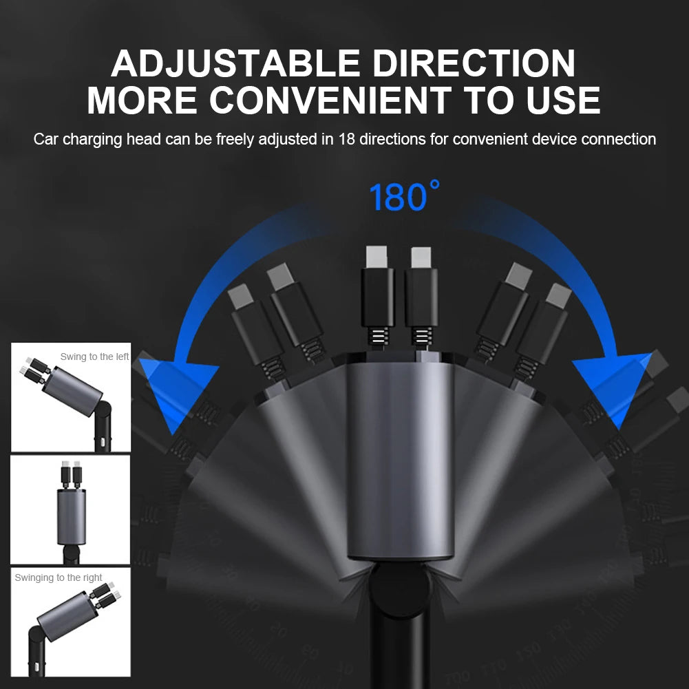 120W 4 IN 1 Retractable Car Charger