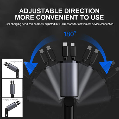 120W 4 IN 1 Retractable Car Charger